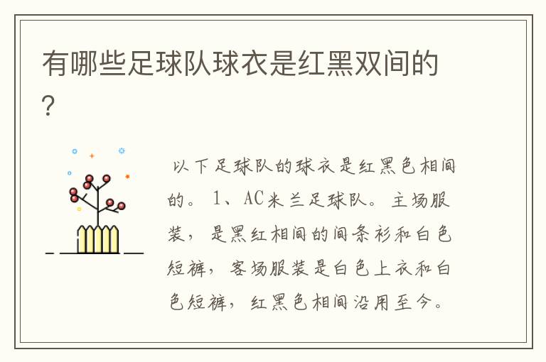 有哪些足球队球衣是红黑双间的?