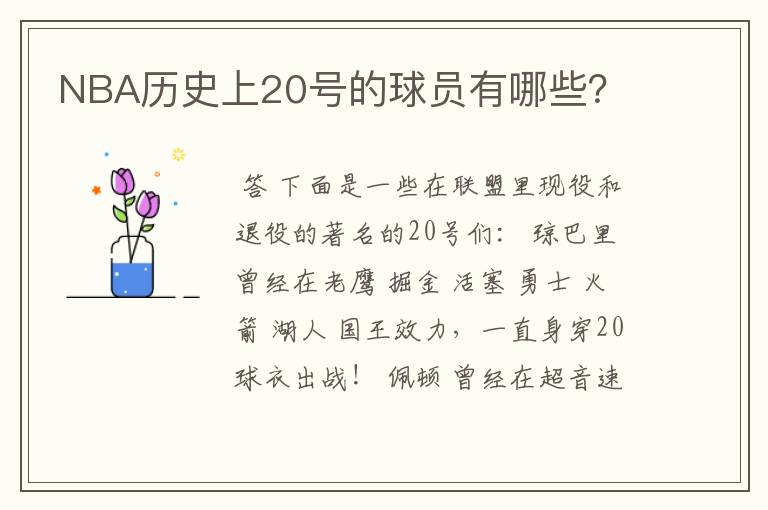NBA历史上20号的球员有哪些?