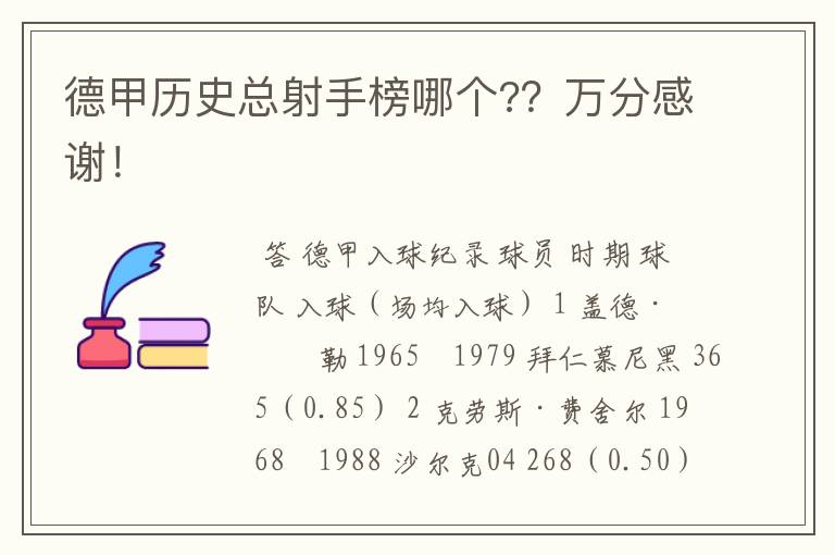 德甲历史总射手榜哪个??万分感谢!