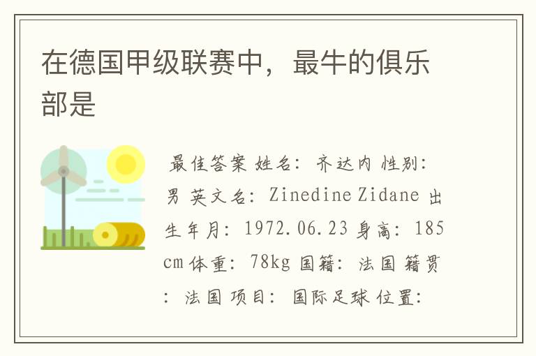 在德国甲级联赛中,最牛的俱乐部是