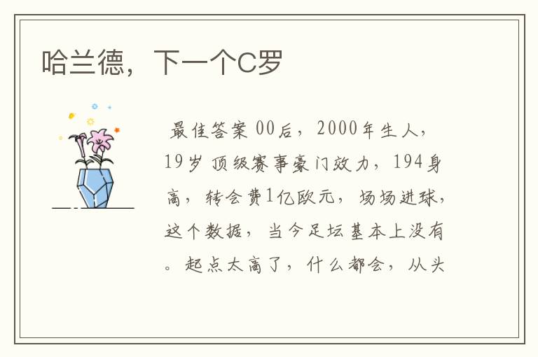 哈兰德,下一个C罗