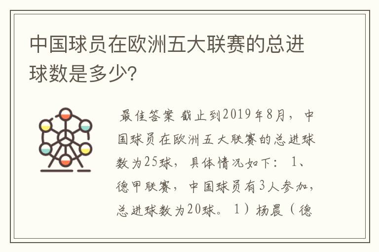 中国球员在欧洲五大联赛的总进球数是多少?