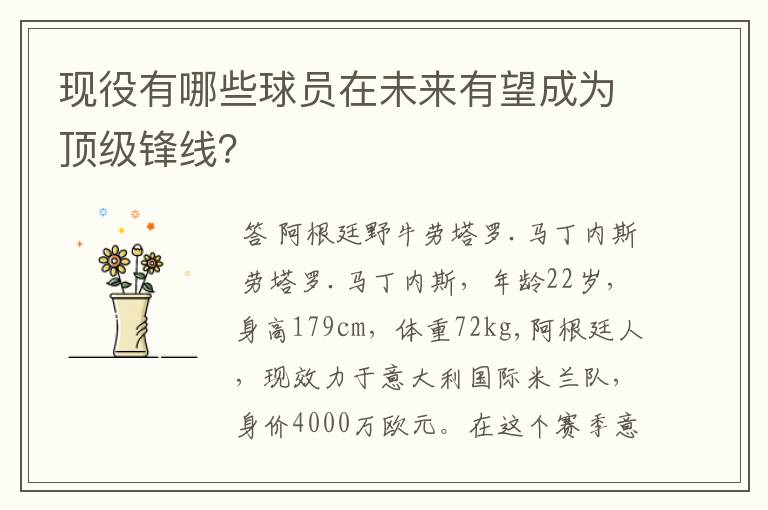 现役有哪些球员在未来有望成为顶级锋线?