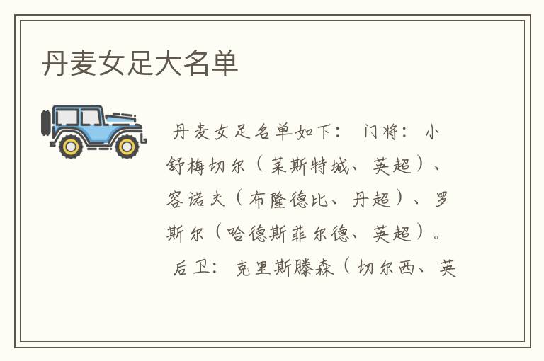 丹麦女足大名单