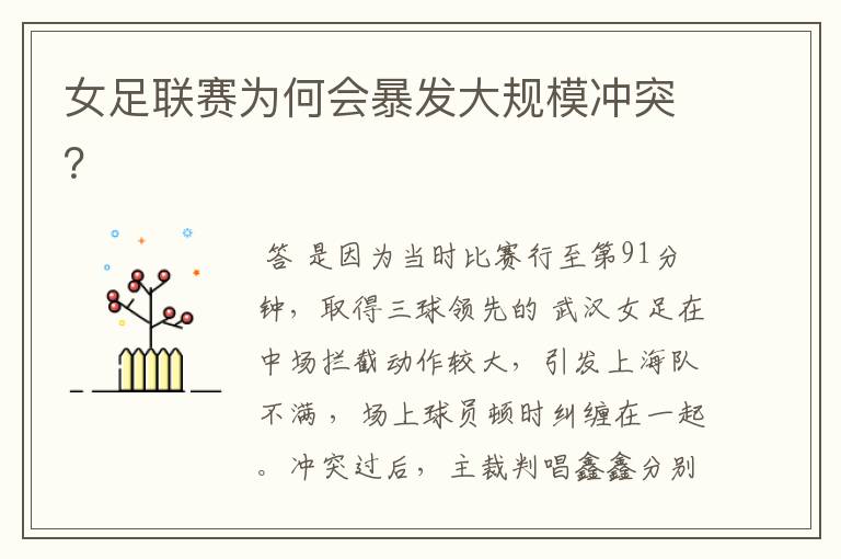 女足联赛为何会暴发大规模冲突?