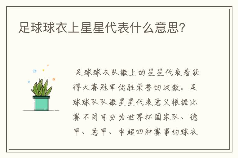 足球球衣上星星代表什么意思?