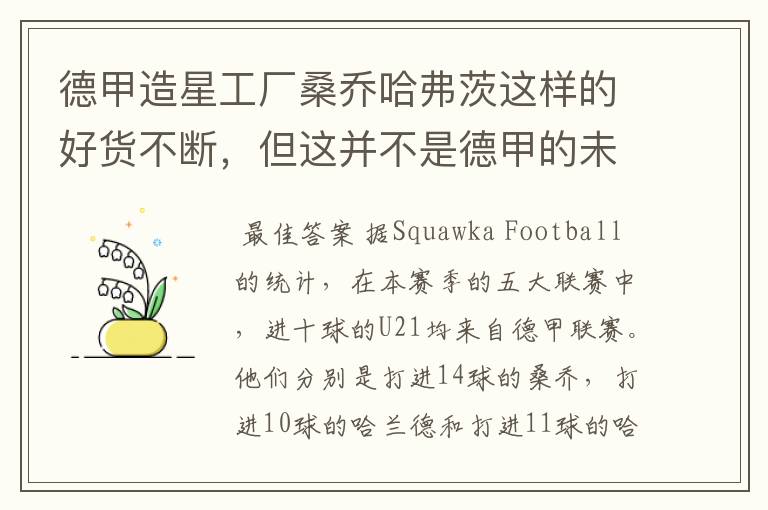 德甲造星工厂桑乔哈弗茨这样的好货不断,但这并不是德甲的未来