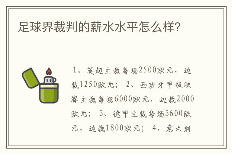 足球界裁判的薪水水平怎么样?
