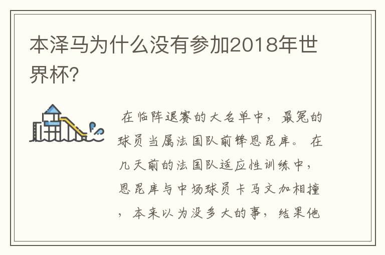 本泽马为什么没有参加2018年世界杯?