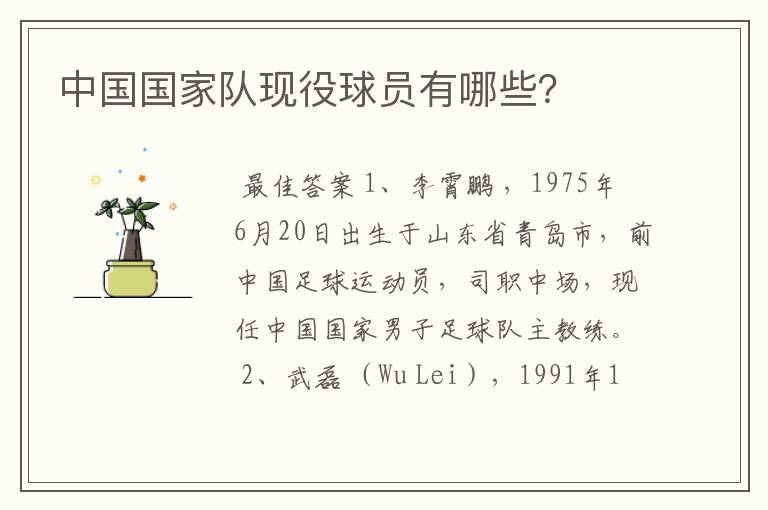 中国国家队现役球员有哪些?