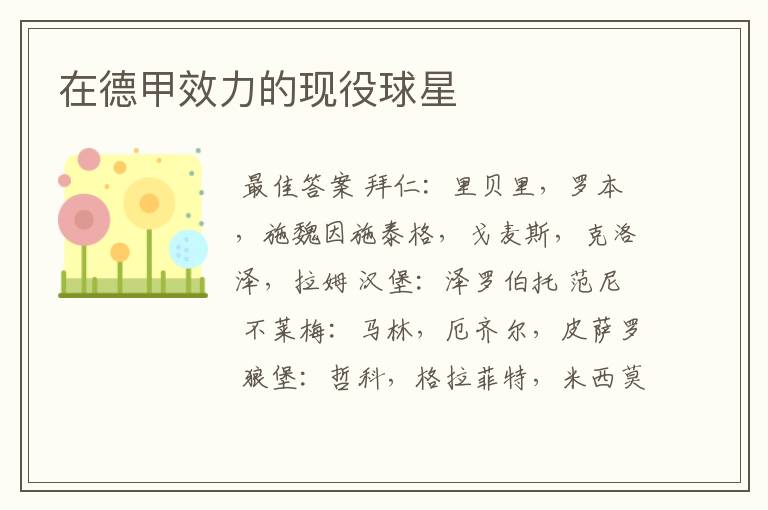 在德甲效力的现役球星