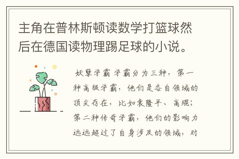 主角在普林斯顿读数学打篮球然后在德国读物理踢足球的小说。