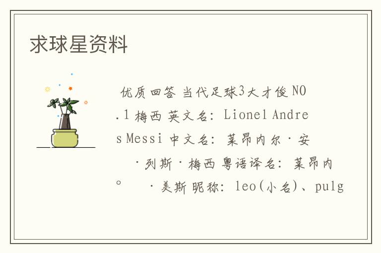 求球星资料