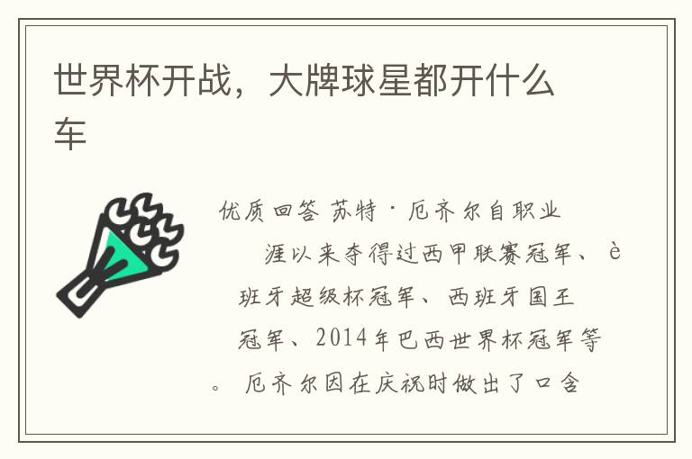 世界杯开战,大牌球星都开什么车