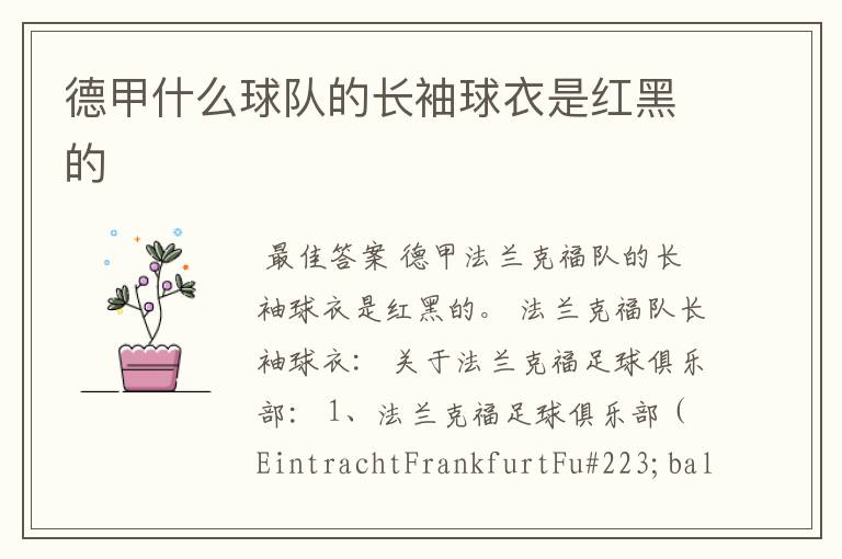 德甲什么球队的长袖球衣是红黑的