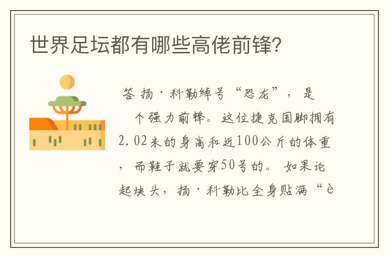 世界足坛都有哪些高佬前锋?
