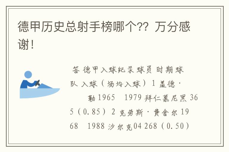 德甲历史总射手榜哪个??万分感谢!