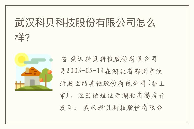 武汉科贝科技股份有限公司怎么样?
