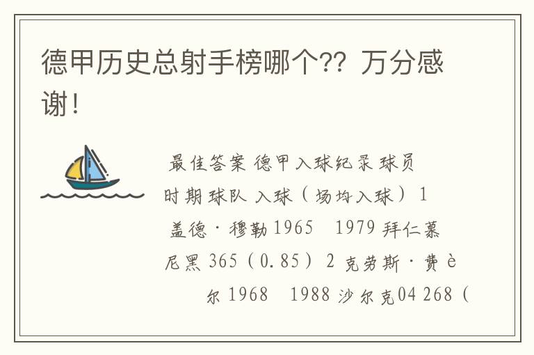 德甲历史总射手榜哪个??万分感谢!
