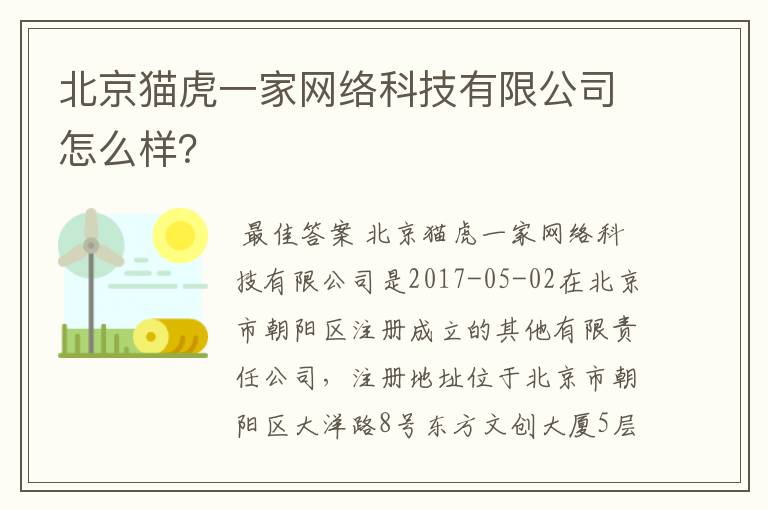 北京猫虎一家网络科技有限公司怎么样?