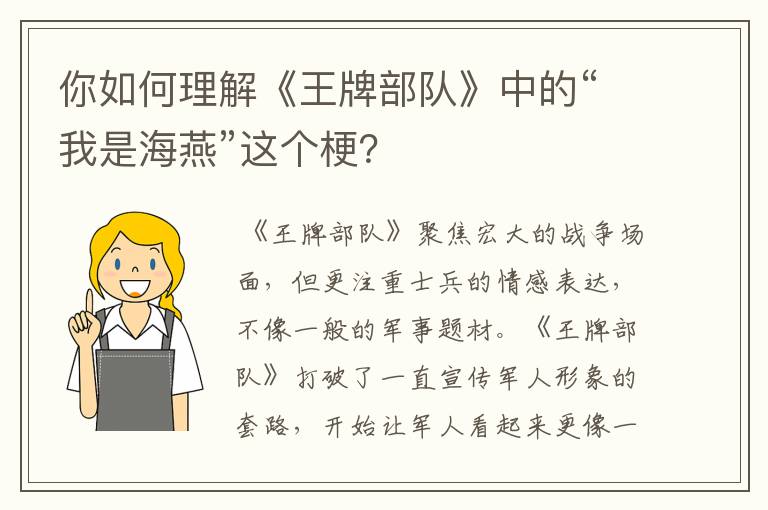 你如何理解《王牌部队》中的“我是海燕”这个梗?