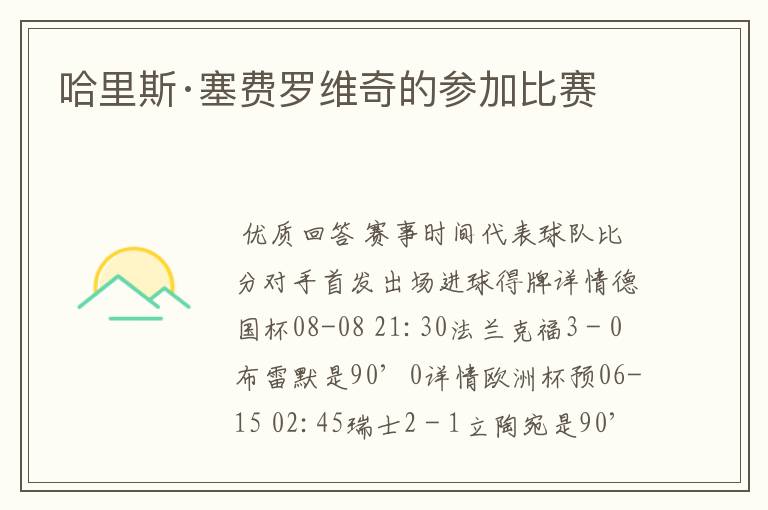 哈里斯·塞费罗维奇的参加比赛