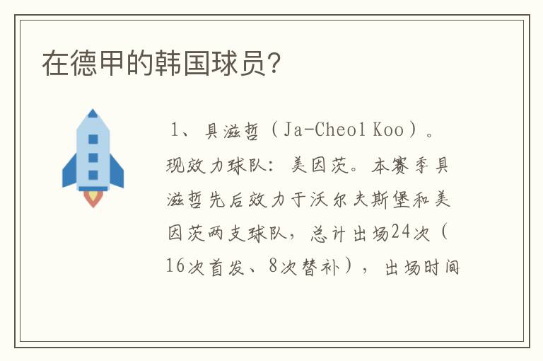在德甲的韩国球员?