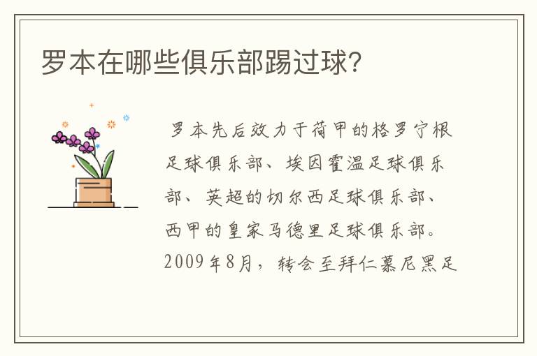 罗本在哪些俱乐部踢过球?