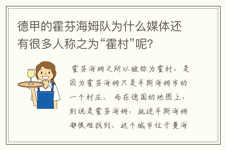 德甲的霍芬海姆队为什么媒体还有很多人称之为“霍村”呢?