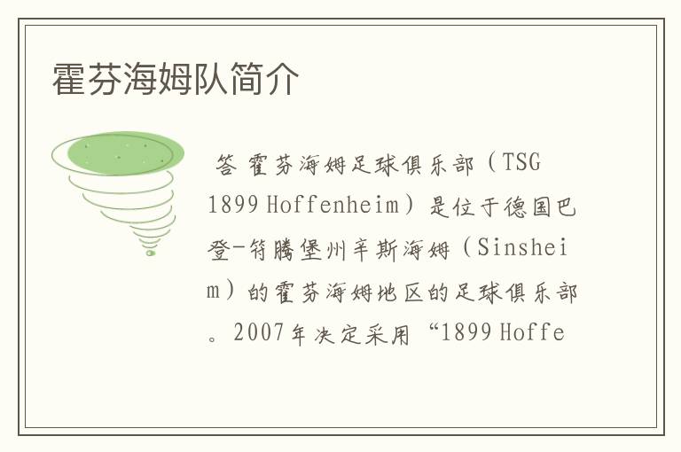 霍芬海姆队简介