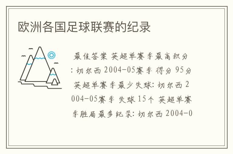 欧洲各国足球联赛的纪录