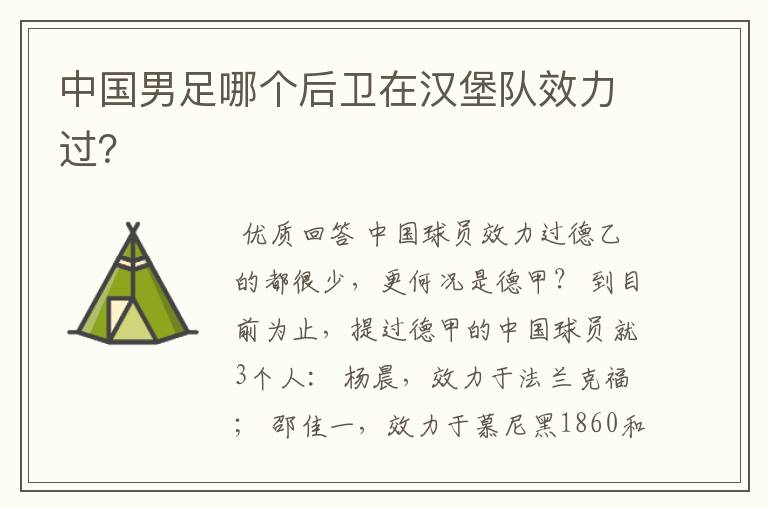 中国男足哪个后卫在汉堡队效力过?