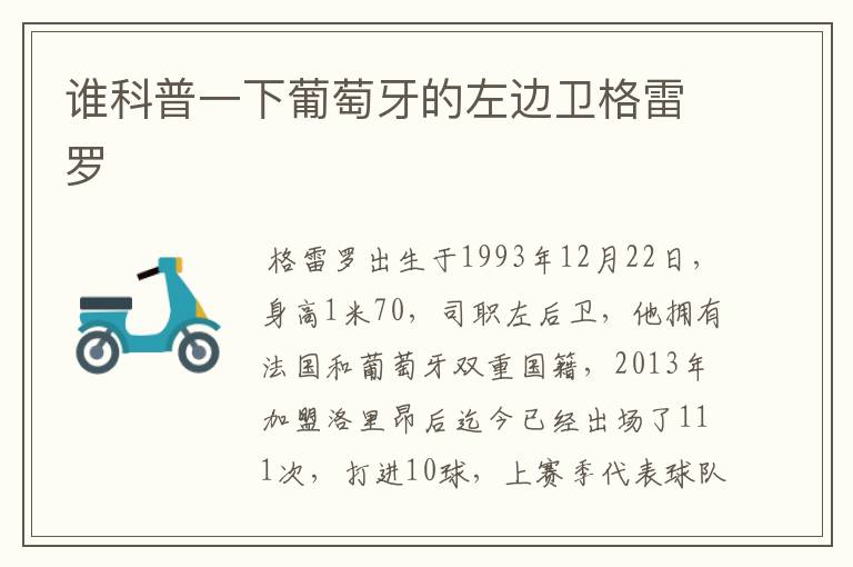 谁科普一下葡萄牙的左边卫格雷罗