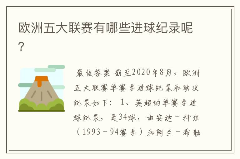 欧洲五大联赛有哪些进球纪录呢?
