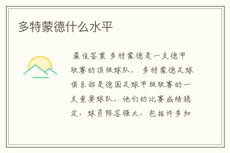 多特蒙德什么水平