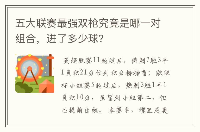 五大联赛最强双枪究竟是哪一对组合,进了多少球?