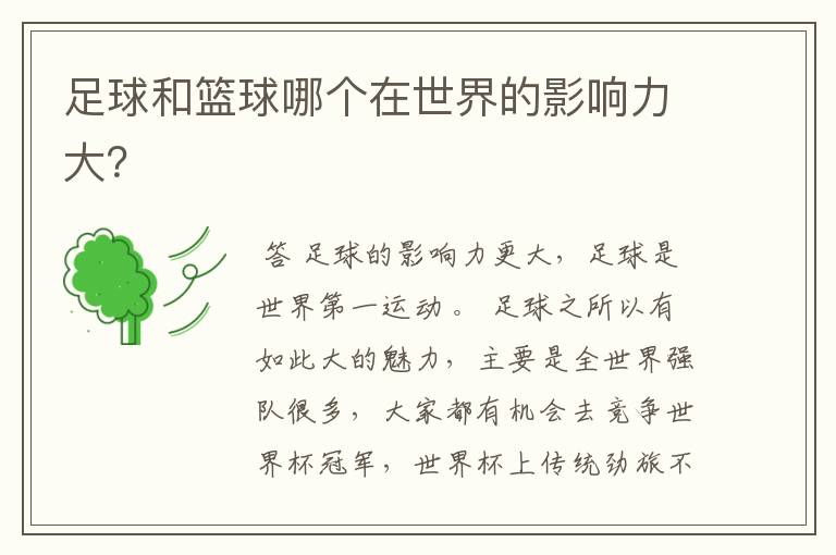 足球和篮球哪个在世界的影响力大?