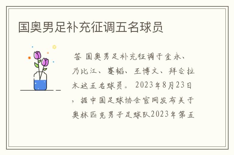 国奥男足补充征调五名球员