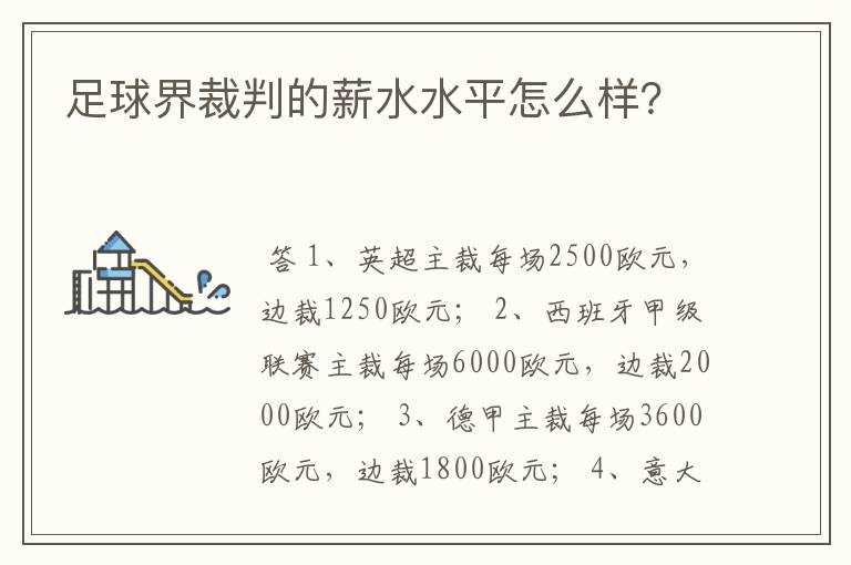 足球界裁判的薪水水平怎么样?