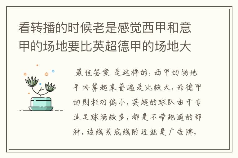 看转播的时候老是感觉西甲和意甲的场地要比英超德甲的场地大很多,