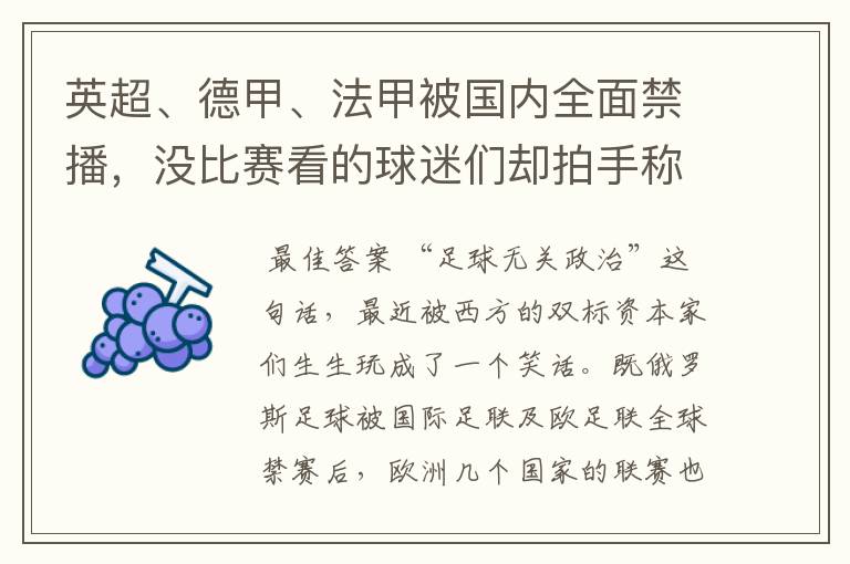 英超、德甲、法甲被国内全面禁播,没比赛看的球迷们却拍手称快