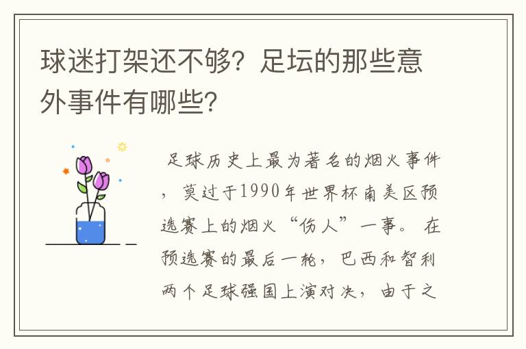 球迷打架还不够?足坛的那些意外事件有哪些?