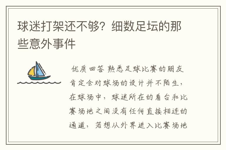 球迷打架还不够?细数足坛的那些意外事件