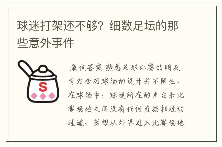 球迷打架还不够?细数足坛的那些意外事件