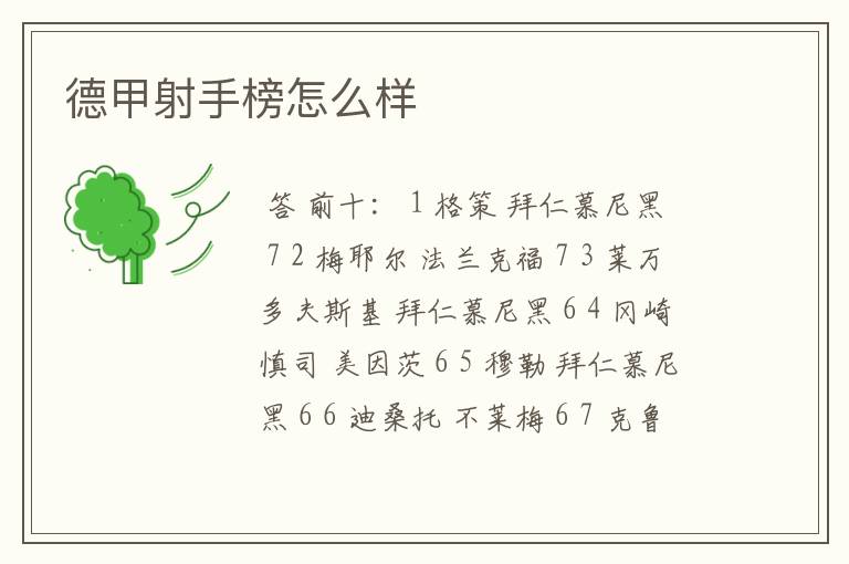 德甲射手榜怎么样