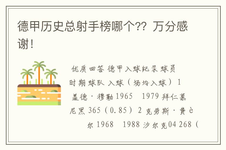 德甲历史总射手榜哪个??万分感谢!