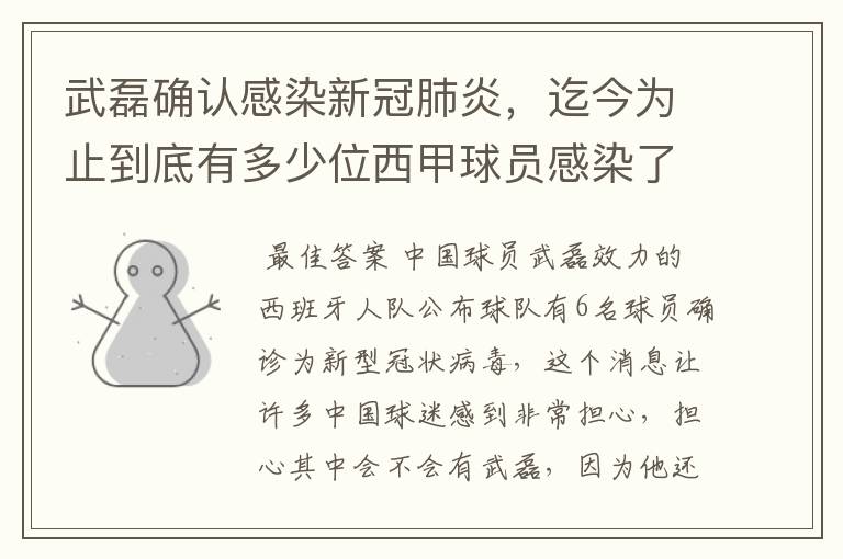 武磊确认感染新冠肺炎,迄今为止到底有多少位西甲球员感染了新冠病毒?
