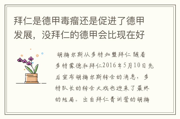 拜仁是德甲毒瘤还是促进了德甲发展,没拜仁的德甲会比现在好还是不如