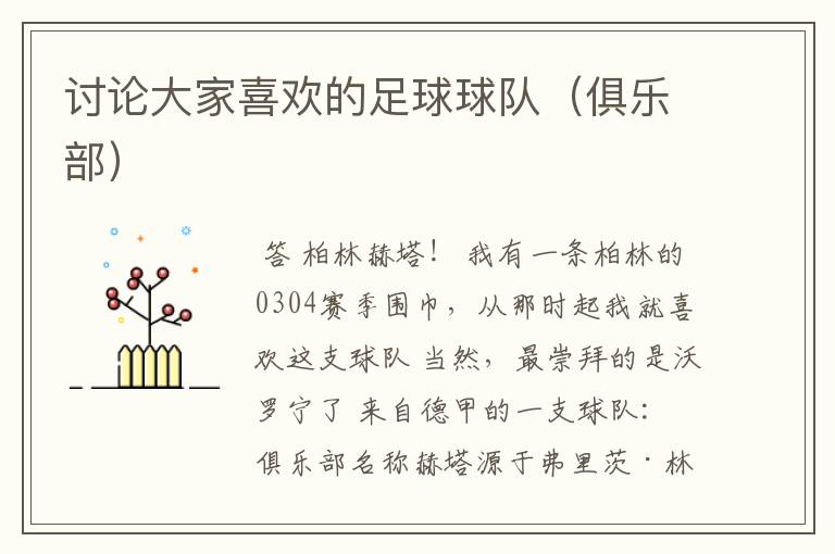 讨论大家喜欢的足球球队(俱乐部)