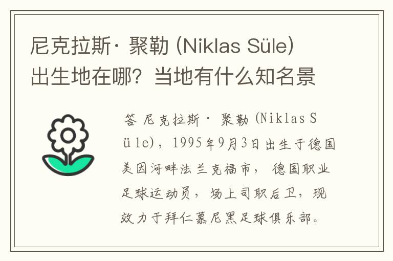 尼克拉斯· 聚勒 (Niklas Süle)出生地在哪?当地有什么知名景点?